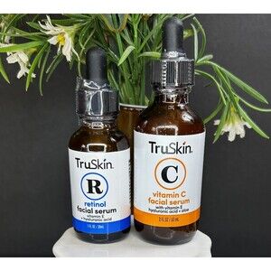 2 Pack TruSkin Vitamin C & Retinol Anti Aging Facial Serum Hyaluronic Acid BN
